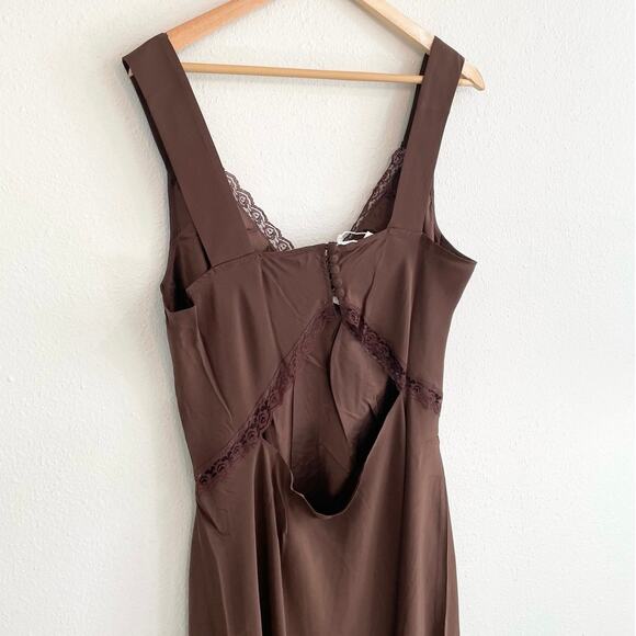 Reformation Provence Silk Midi Dress ES In Cafe Brown 2X NWT - Picture 7 of 10